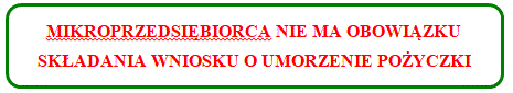 MIKROPRZEDSIĘBIORCA NIE MA OBOWIĄZKU SKŁADANIA WNIOSKU O UMORZENIE POŻYCZKI